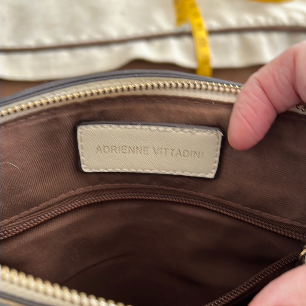Adrienne Vittadini Brown and Gold Crossbody Bag with Structured Design-09 - Picture 8 of 13